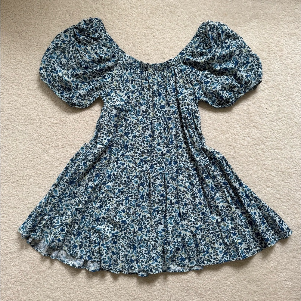 Floral Dress - Square Neck Puff Sleeves